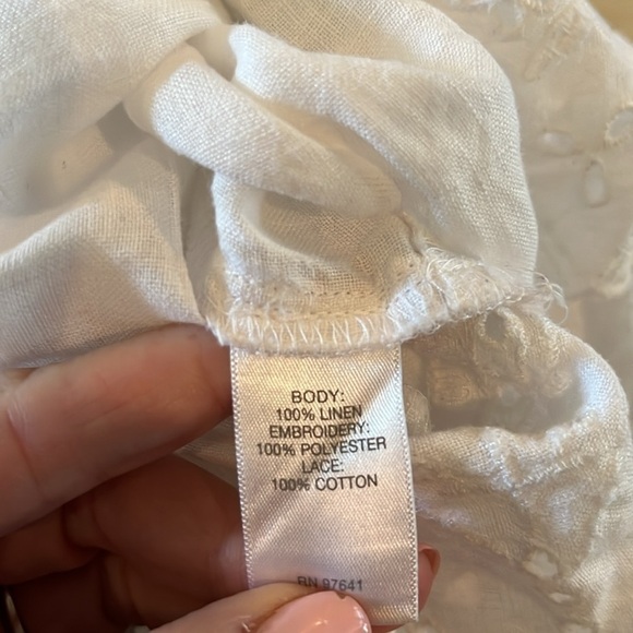 J.Jill Eyelet-border Linen Shirt in white | size medium - Picture 6 of 8